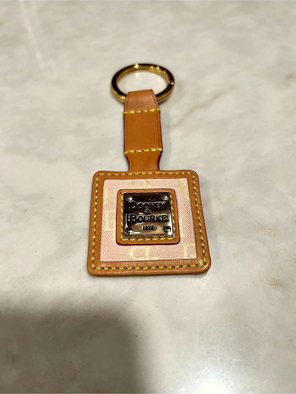 New Vintage Dooney & Bourke Key Fob in Brown & Pink